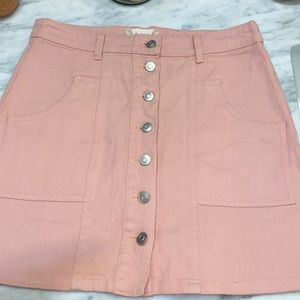 Pink jean button up skirt!